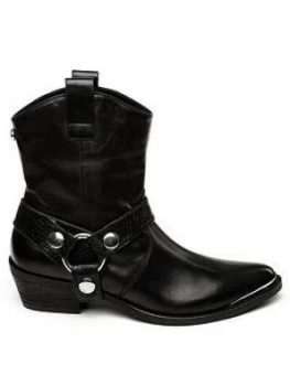 Steve Madden Gallow Calf Boots - Black Leather, Size 4, Women