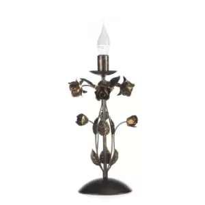 Carolina Large Candle Flower Design Table Lamp, Bronze