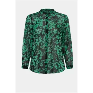 French Connection Floral Crinkle Shirt - Black