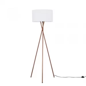 Camden Copper Tripod Floor Lamp with XL White Reni Shade