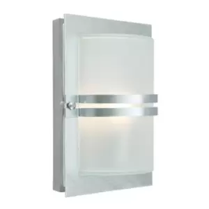 Elstead - 1 Light Outdoor Frosted Flush Wall Light Galvanised IP54, E27