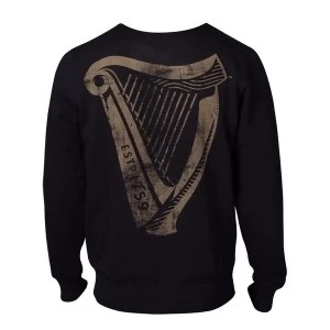 Guinness - Distressed Harp Logo Mens Large Sweatshirt - Black