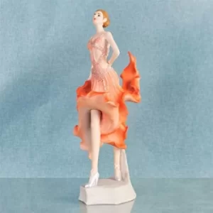 Ballroom Dancer Resin Lady Figurine in Orange Dress