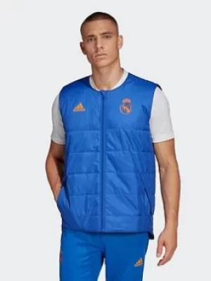 adidas Real Madrid Padded Vest, Blue Size M Men
