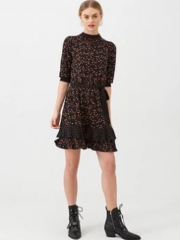 Oasis Patched Spot Dress - Multi/Black, Multi Black, Size XL, Women