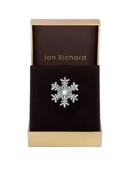 Jon Richard Rhodium Plated Cubic Zirconia Snowflake Brooch - Gift Boxed
