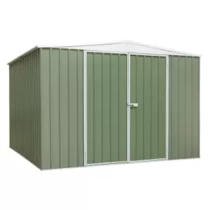 Dellonda Galvanised Steel Storage Shed 10 x 10ft Apex Style Roof Green DG116