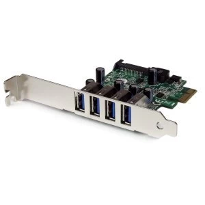 4 Port PCI Express PCIe SuperSpeed USB 3.0 Controller Card Adapter with SATA Power Low Profile
