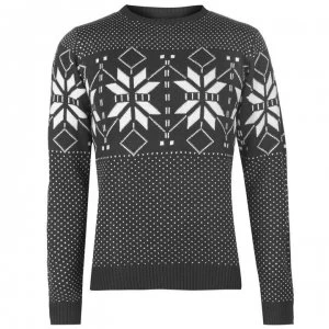Pierre Cardin Crew Neck Fair Isle Knit Sweater Mens - Charcoal Marl