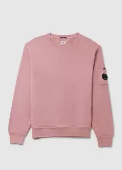 C.P. Company Mens Cotton Fleece Resist Dyed Sweatshirt In Pale Mauve