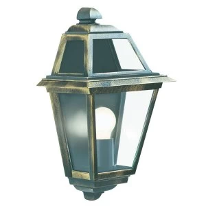 1 Light Outdoor Garden Wall Lantern Black, Gold IP44, E27
