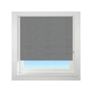Universal Textured Thermal Blackout Roller Blind, Stripe Charcoal, W150cm