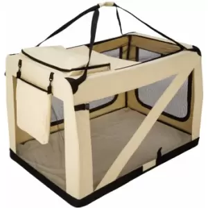 Dog crate foldable - dog cage, pet carrier, puppy crate - XXXXL / 122 x 79 x 78,5cm - beige