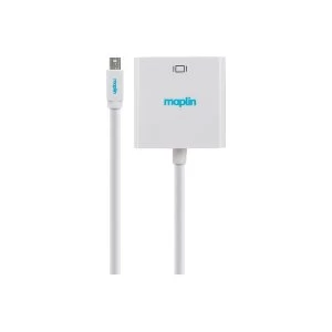 Maplin Premium Mini DisplayPort to VGA Female Connector Port Cable 0.23m White