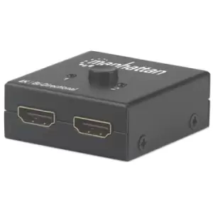 Manhattan HDMI 4K Splitter/Switch 2-Port Bi-Directional 4K@30Hz Manual Selection Passive (No Power Required) Black Box