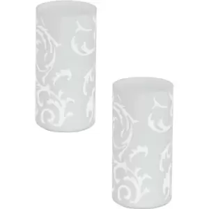 2 PACK Table Lamp Colour Shade White Printed Glass In Line Switch E14 1x60W