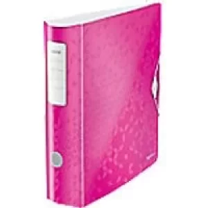 Leitz 180° Active WOW Lever Arch File A4 82mm Pink 2 ring 1106 Polyfoam Portrait