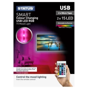 Status Colour Changing USB LED RGB Remote Control TV Mood Light