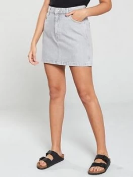 Mango 5 Pocket Denim Mini Skirt - Grey, Size XS, Women