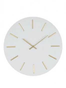 Pacific Lifestyle Matt White And Gold Round Metal Wall Clock