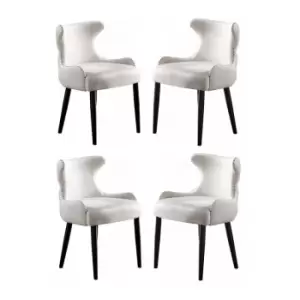 Oxford LUX Velvet Upholstered Dining Chairs Set of 4 - Cream - Cream
