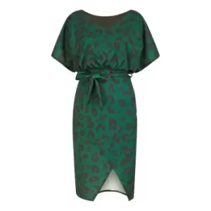 Mela London Green Animal Print Kimono Wrap Dress - Green