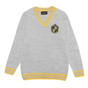 Harry Potter Girls Hufflepuff House Knitted Jumper (5-6 Years) (Grey)