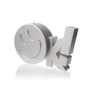 Silver OK Sign Candle