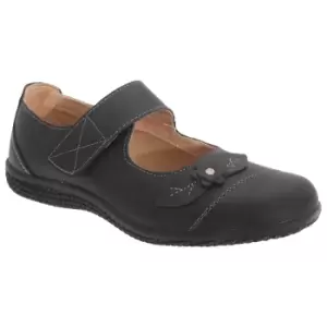 Boulevard Womens/Ladies Touch Fastening Extra Wide Summer Casual Leather Shoes (4 UK) (Black)