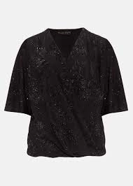 Phase Eight Black Ina Shimmer Wrap Top - 8