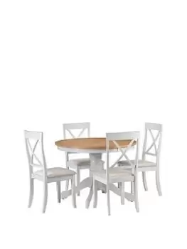 Julian Bowen Davenport 106cm Round Dining Table + 4 Chairs - Grey/Oak