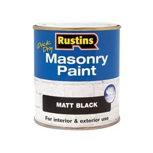 Rustins Quick Dry Masonry Paint Matt Black 500ml