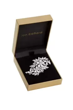 Rhodium And Pearl Cubic Zirconia Statement Brooch - Gift Boxed