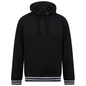 Front Row Unisex Adults Striped Cuff Hoodie (M) (Black/Heather Grey)
