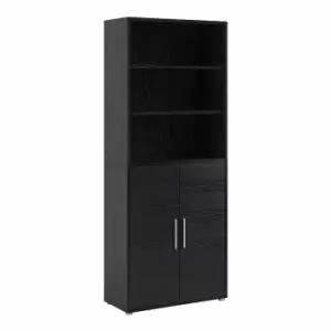 Prima Bookcase with 5 Shelves and 2 Doors, black