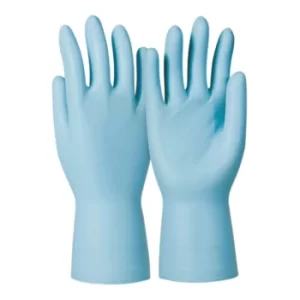 Dermatril Disposable Gloves, Blue, Nitrile, Powder Free, Textured Fingertips, Size 8, Pk-100