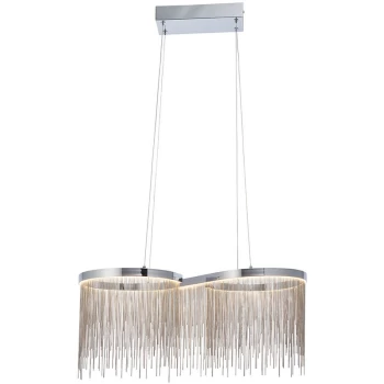 Endon Collection Lighting - Endon Orphelia LED Pendant Light Fine Silver Chain Waterfall Effect Polished Chrome, Warm White