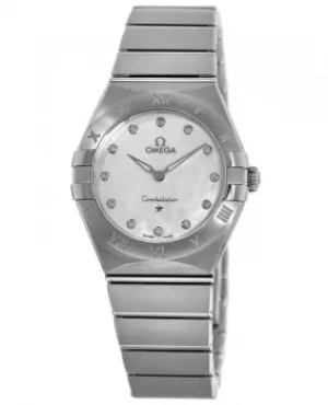 Omega Constellation Manhattan Quartz 28mm Mother of Pearl Dial Diamond Stainless Steel Womens Watch 131.10.28.60.55.001 131.10.28.60.55.001