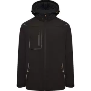 JCB Trade Hooded Softshell Jacket in Black, Size XL Spandex