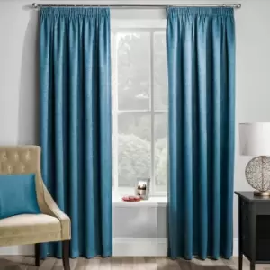 Enhancedliving - Enhanced Living Matrix Embossed Textured Thermal Blockout Pencil Pleat Curtains, Teal, 66 x 54 Inch