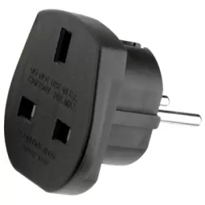 Power Connections 9906-B UK to Schuko Travel Adapter Black