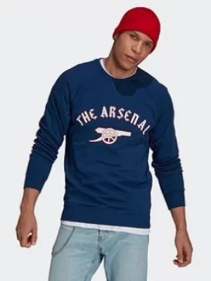 adidas Arsenal Graphic Crew Sweatshirt, Blue, Size 2XL, Men