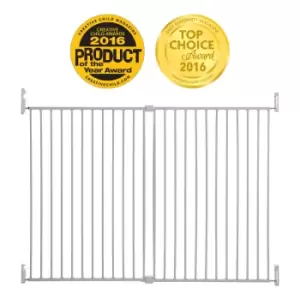 Dreambaby Broadway Metal 2-Panel Extending Gro Gate Xtra Wide (Fits Gaps 76-134.5Cms) White Hardware Mounted