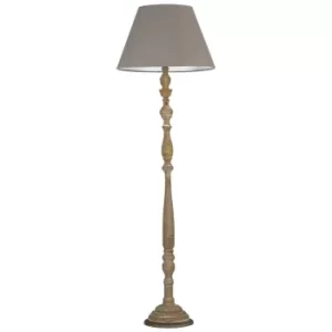 BOUTIQUE Floor Lamp with Tapered Shade Wood, Fabric Lampshade 45x155cm
