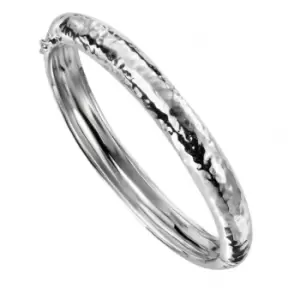 Beginnings Sterling Silver Hammered Oval Hinged Bangle B5182