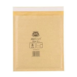 Jiffy Airkraft Size 2 Postal Bags Bubble lined Peel and Seal 205x245mm Gold 1 x Pack of 100 Bags