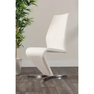 2x Willow White Faux Leather Chrome 'z' Dining Chairs - White
