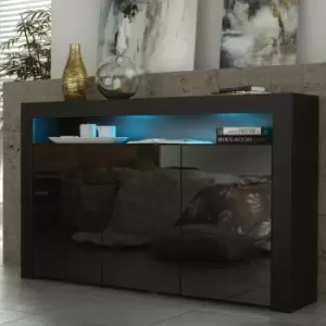 Tv Unit 155cm Sideboard Cabinet Cupboard tv Stand Living Room High Gloss Doors - Black - Black