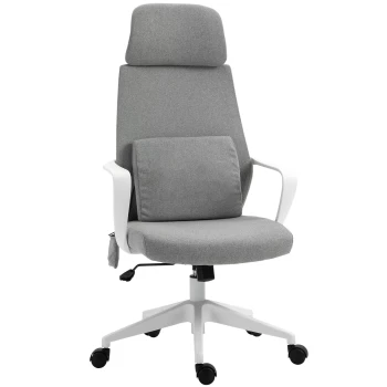 Vinsetto Office Chair & Massage Pillow Ergonomic Adjustable Height Headrest w/ Wheels High Back Armrest Rocking Home Study Grey