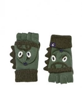 Joules Boys Knitted Chummy Dino Gloves - Green